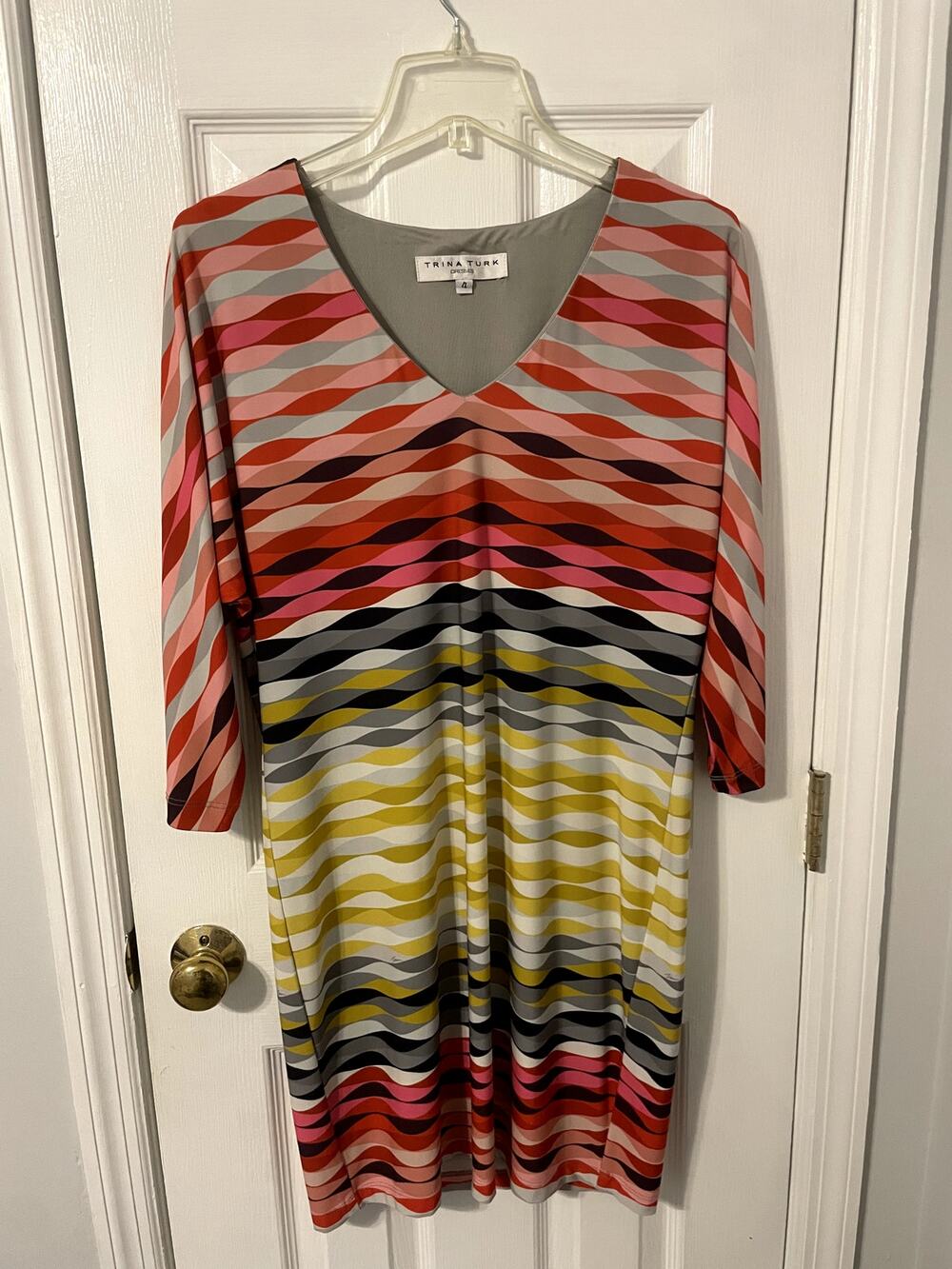 Trina Turk Striped Long Sleeve Dress Office Wear Size 4